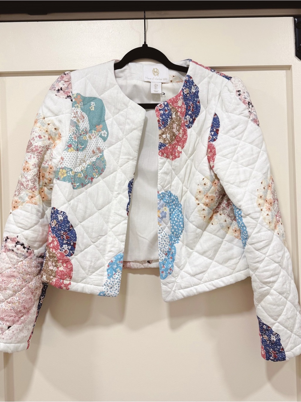 House of Harlow 1960 White Quilted Floral Patchwork Jacket